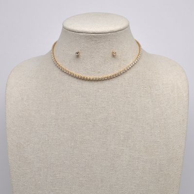 J17843S1G CZ/G 1 ROW RND STN NECK SET