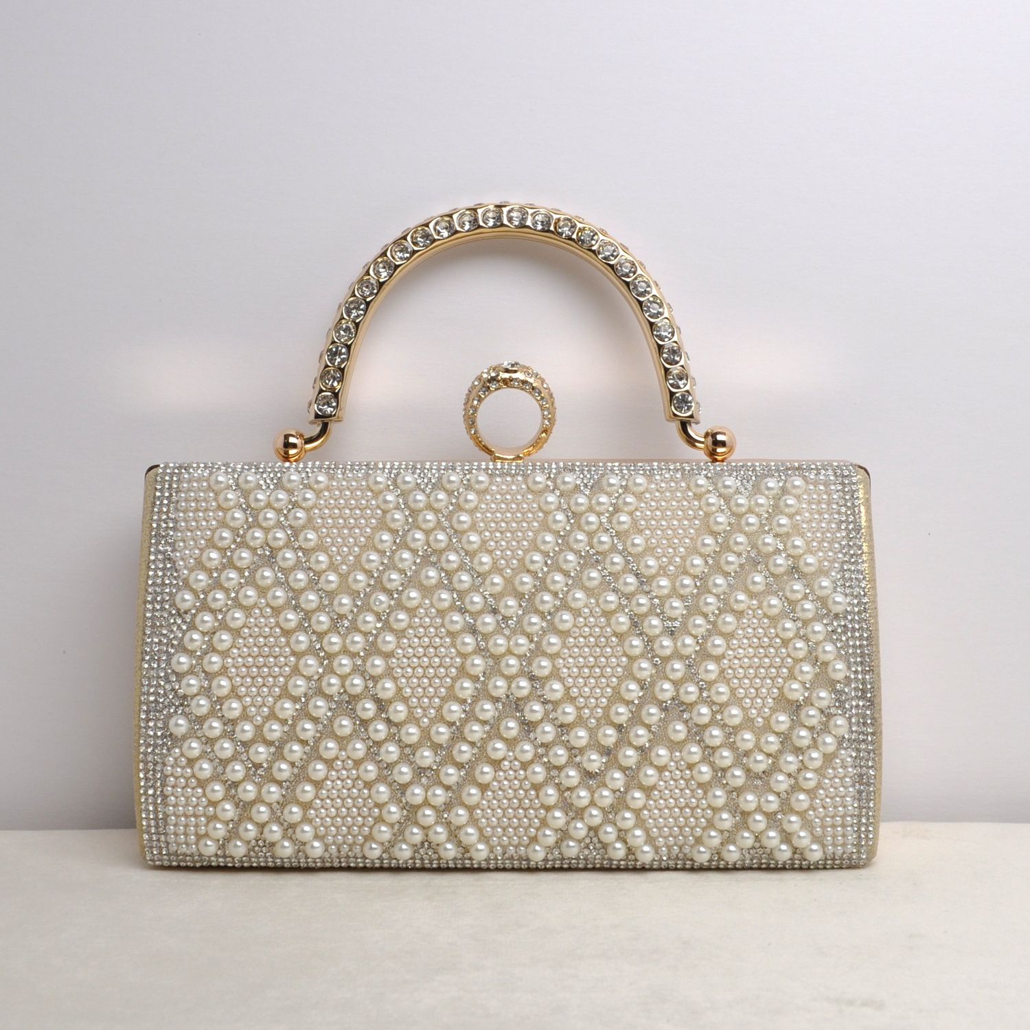 HF0178CGOLD PEARL DIAMD PTTRN PURS