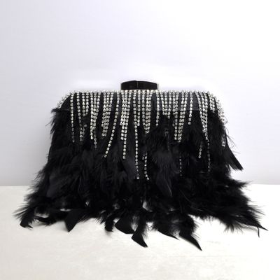 HF0180CBLK CRY &amp; FEATHR PURS