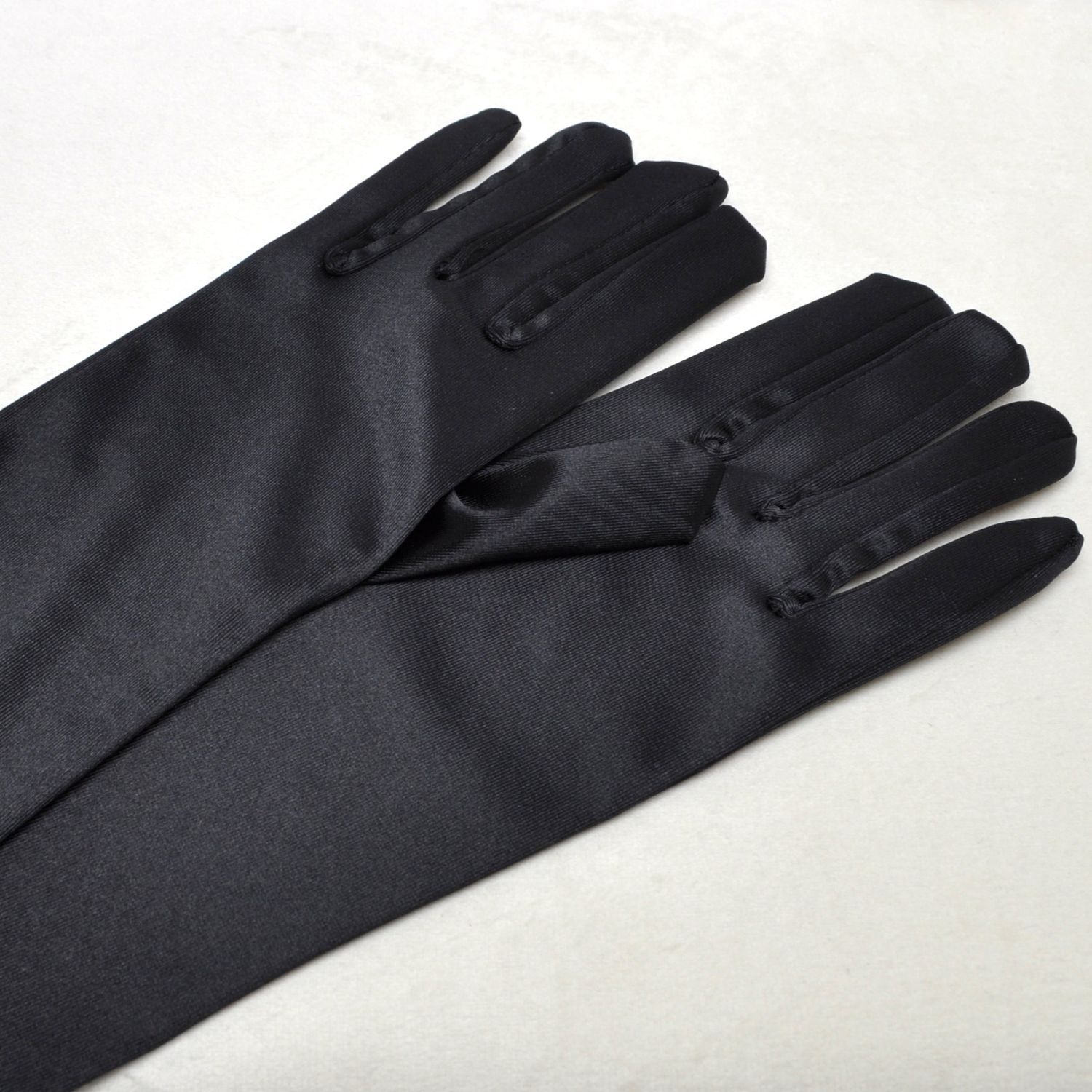 B0108G35 8&quot; BLACK SATIN GLOVES