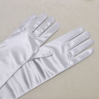 B0108G36 8&quot; WHITE SATIN GLOVES