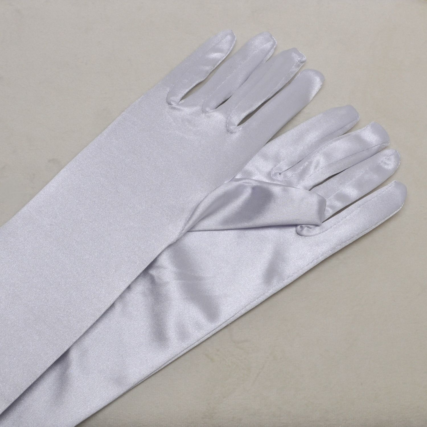 B0116G36 16&quot; WHITE SATIN GLOVES
