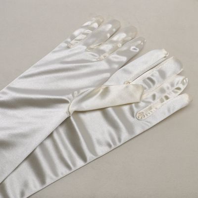 B0112G40 12&quot; IVORY SATIN GLOVES