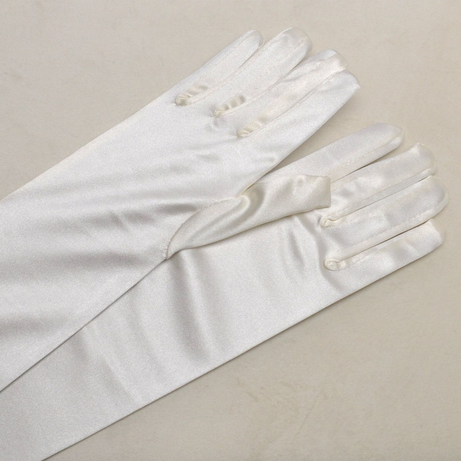 B0116G40 16&quot; IVORY SATIN GLOVES