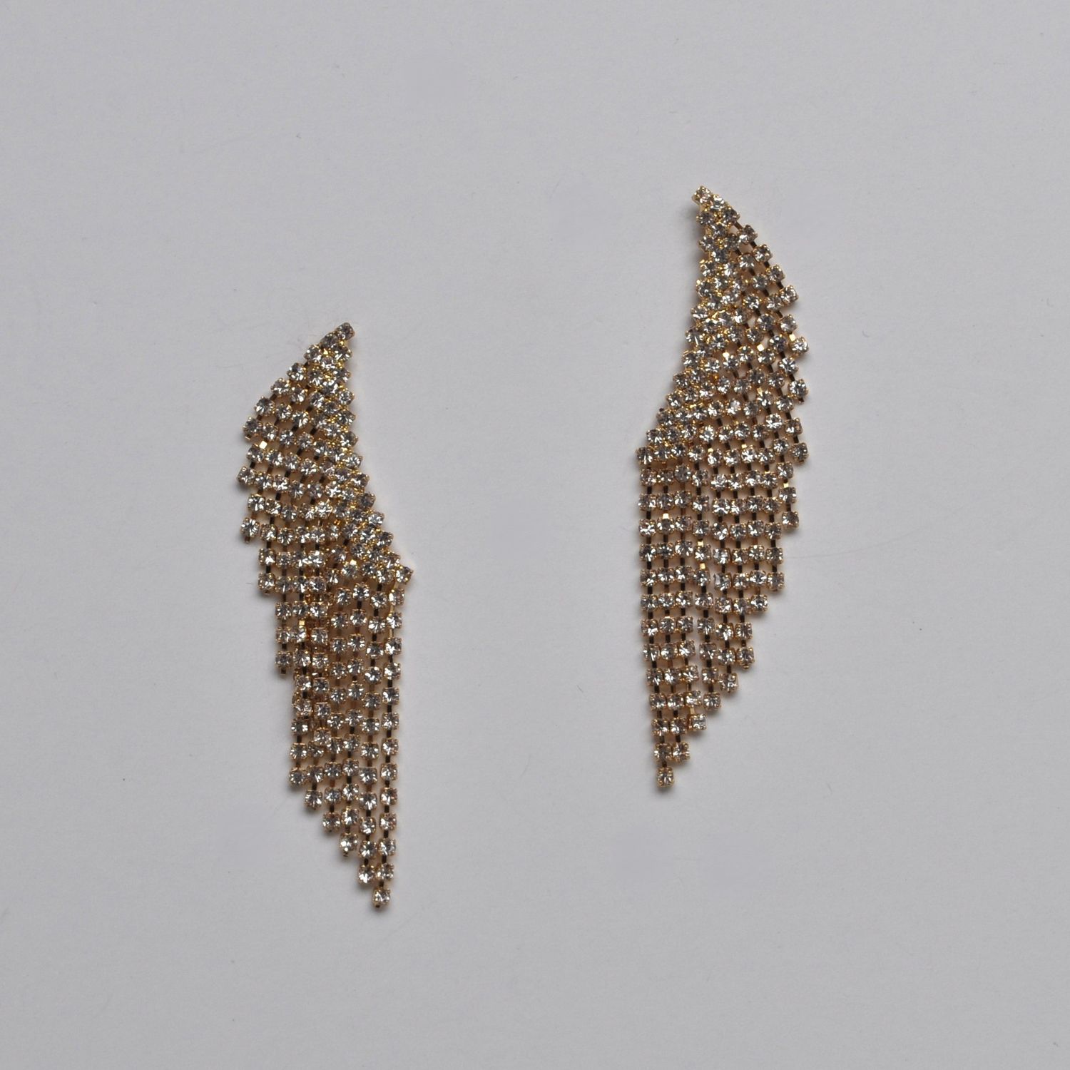 HJ4099E1G CLR/G SML STNS TASSL EAR