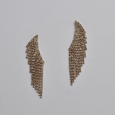 HJ4099E1G CLR/G SML STNS TASSL EAR