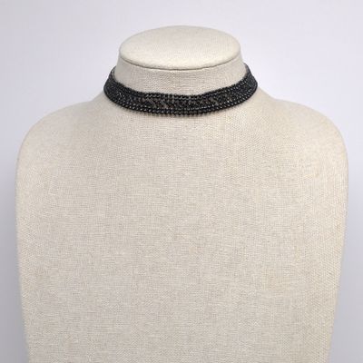 HJ5988N2BK JET/BLK SML STNS CHKR NECK