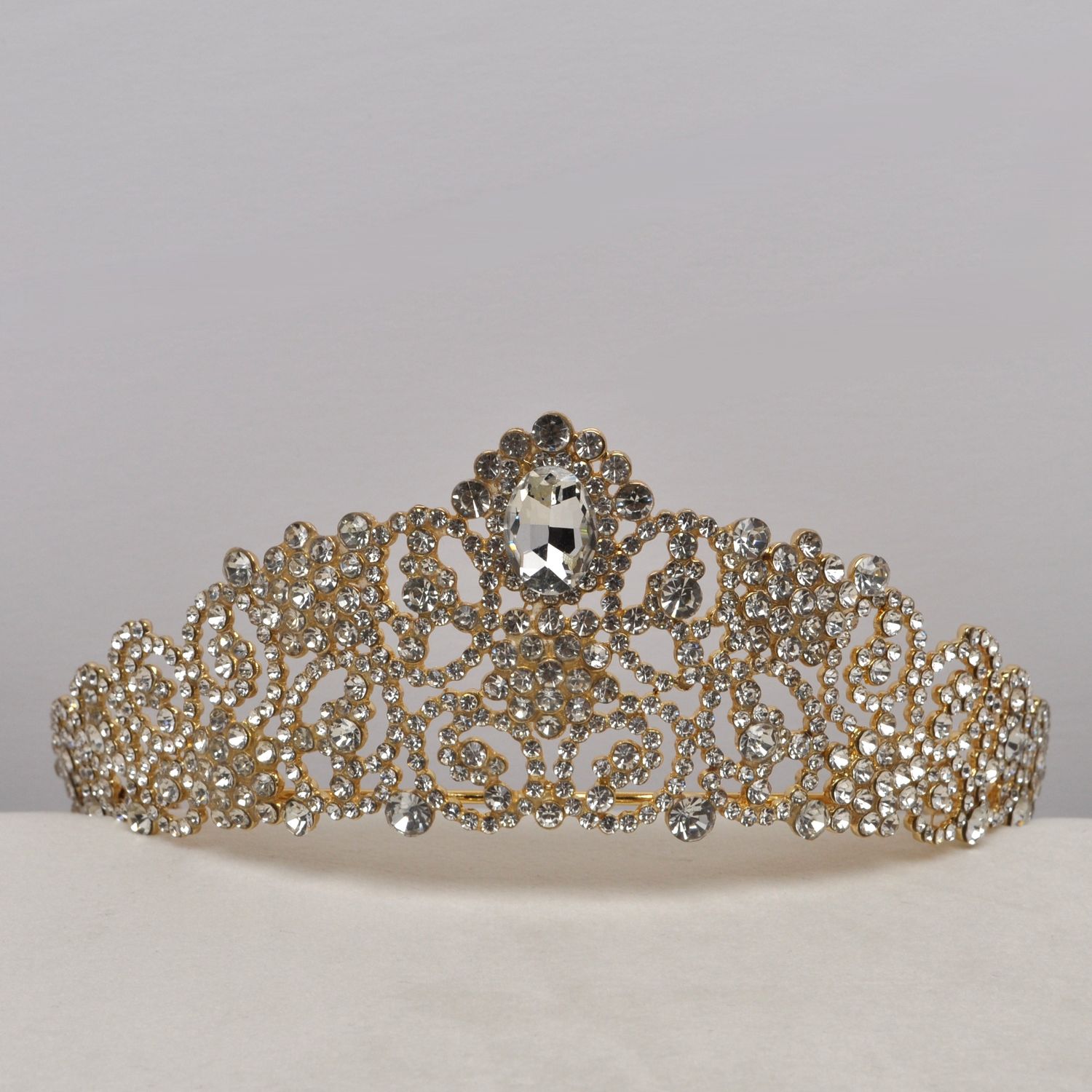 HJ2895T1G CLR/G OVAL STN SWIRLY TIARA