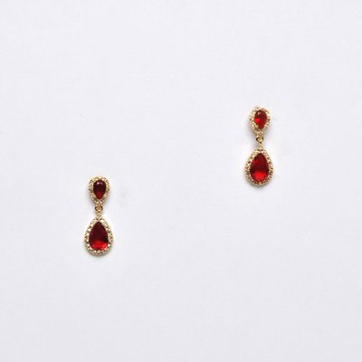 CR10379E10G CZ/SIAM  2 TEARDROP DNGL EAR