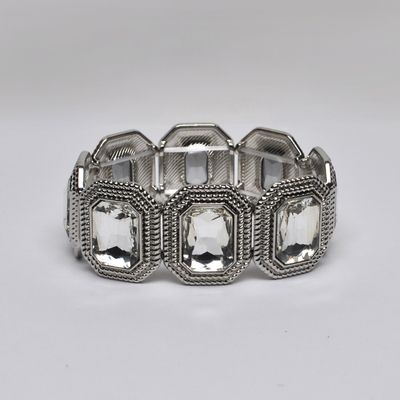 SX7524B1S CLR/SIL LRG OCTAGN STRTCH BRAC