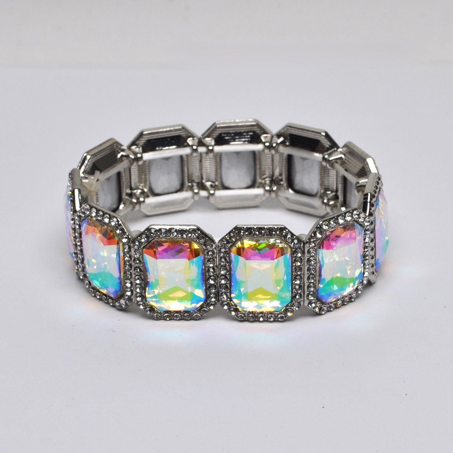 SX7375B3S1 AB/SIL EMERALD CUT STRETCHY