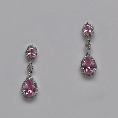 YJ2416E33S CZ/PNK/S OVAL/TDRP DNGL EAR