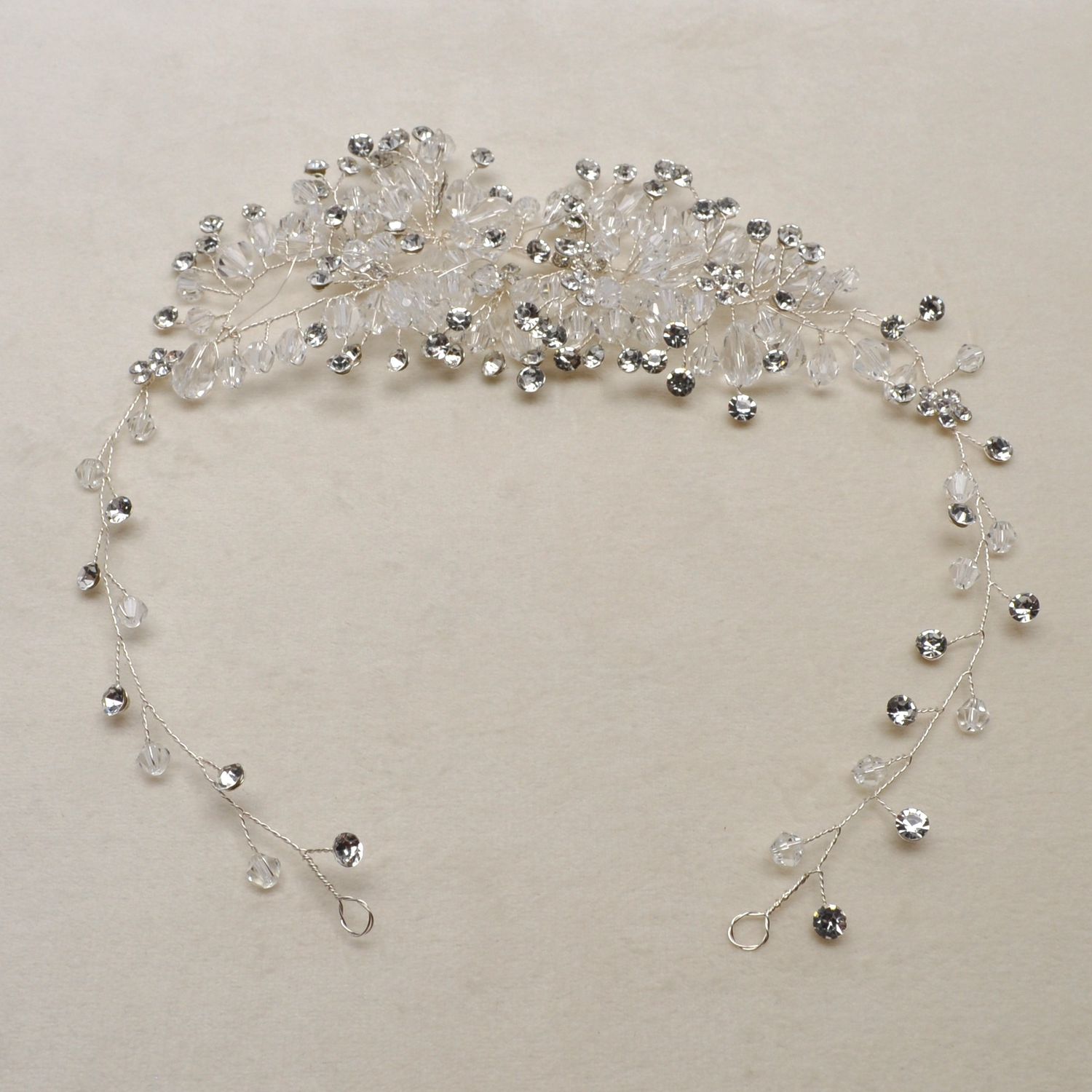 HJ2014H1S CLR/S CRY FLWRS / BEADS HDBND