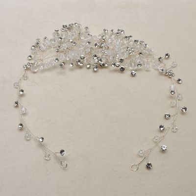 HJ2014H1S CLR/S CRY FLWRS / BEADS HDBND