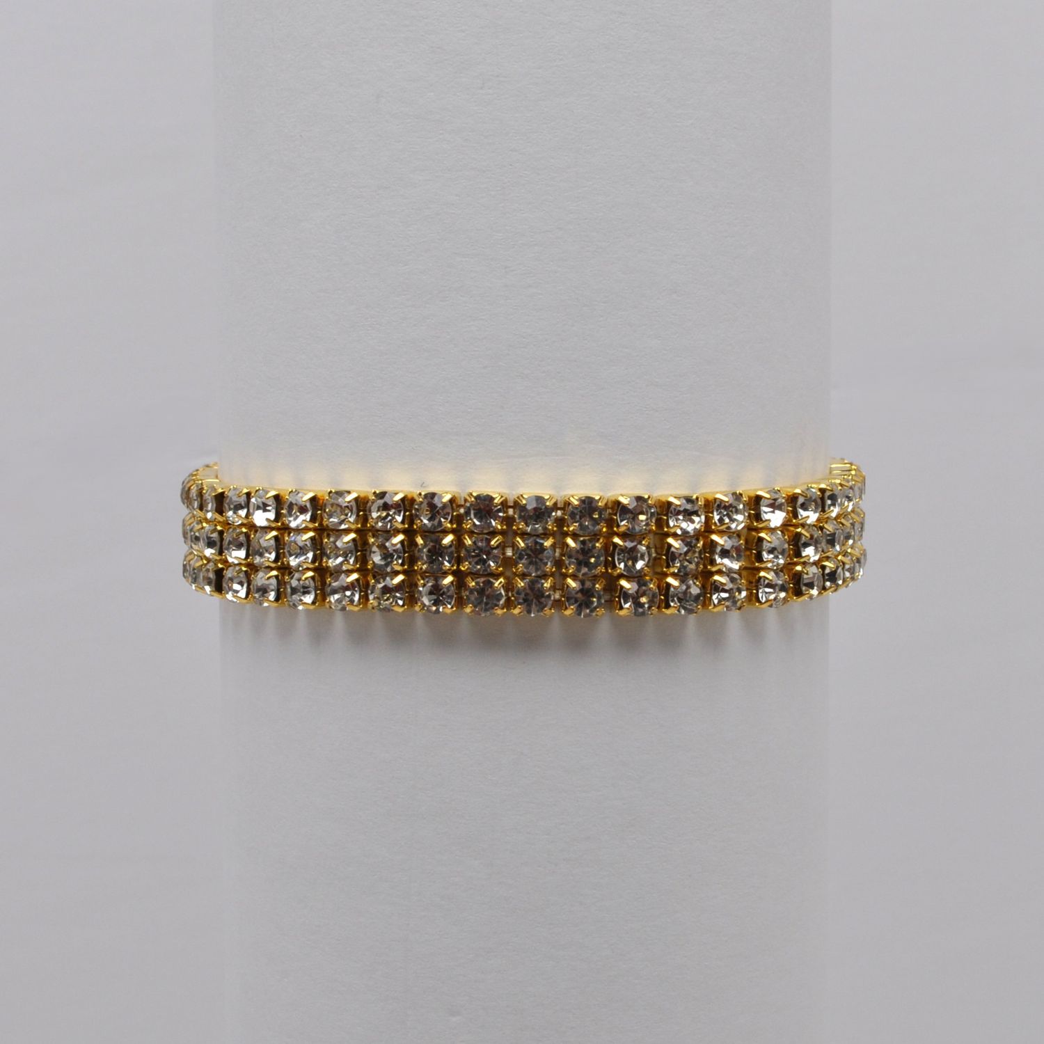 EN1055B1G CLR/G THREE ROWS STT BRACELET