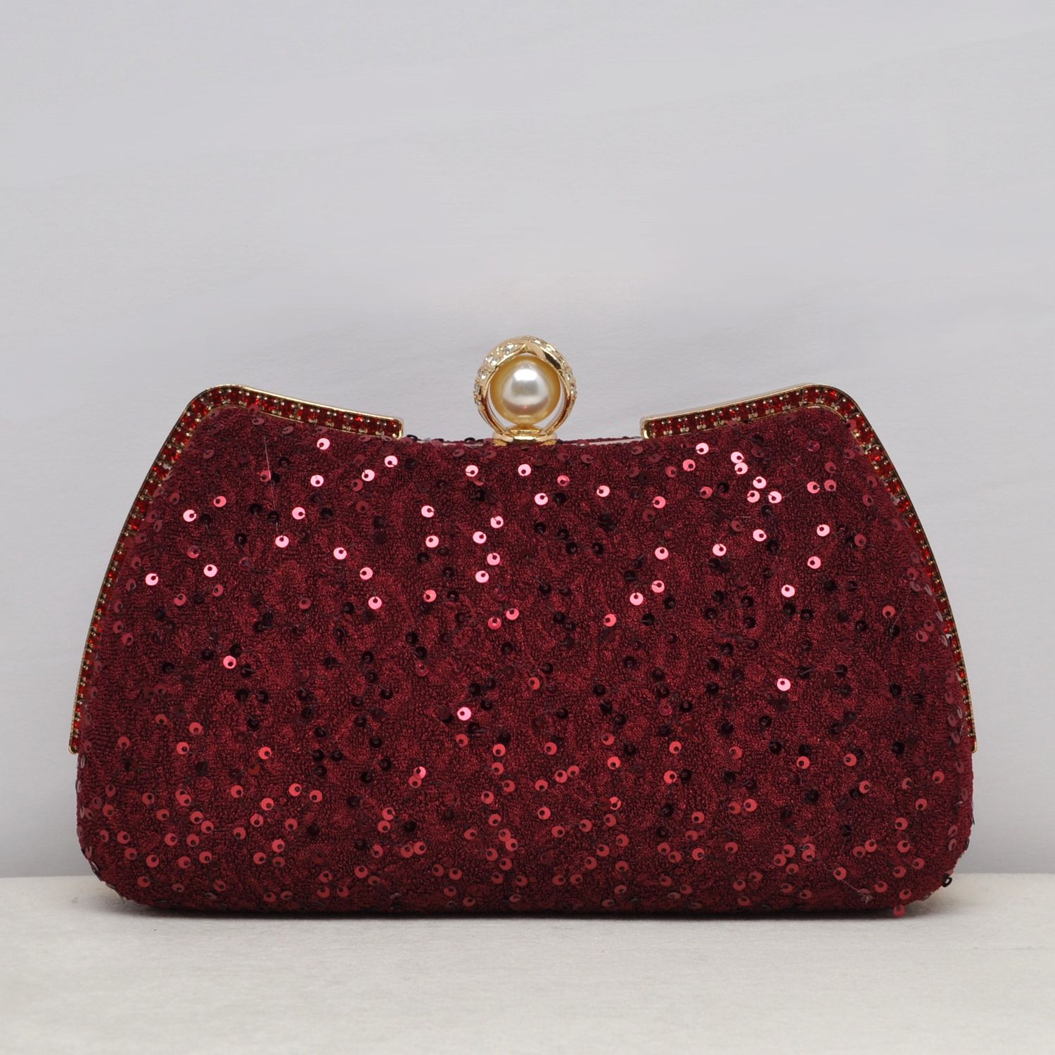 HF6233CRED FABRIC W/SEQUIN PURS