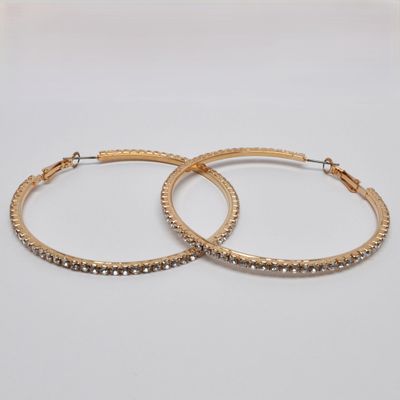 CJ2071E1G CLR/G SMLL RND STN HOOP EAR