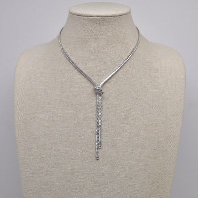 CN01209N1S CZ/S BAGUET STNS DNGL NECKLACE