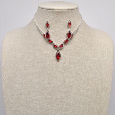 CJ12757S9S1 RED/S SML MARQUISE STNS DNG NCK ST