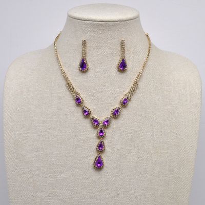 CJ12763S21G PURP/G TRDRP LONG DNGL NECK SET