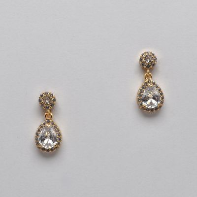 CN004100E1G CZ/G RND FLWR TOP &amp; TEARDROP DNGL EAR
