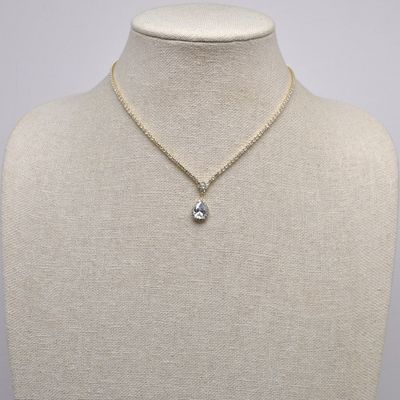 CN01214N1G CZ/G RND STN W&#39; TEARDRP NECKLC