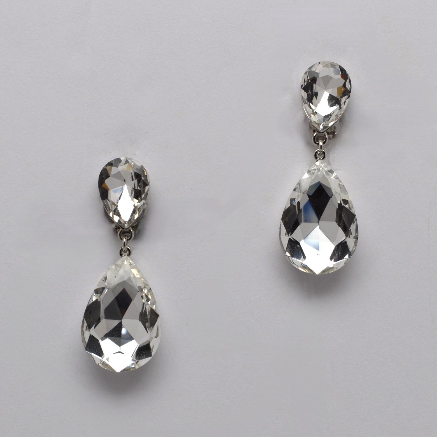 CJ0226E1S CLR/S CLIP PEAR TOP/BOTTOM EARR