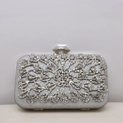 HF0132CSILV SIL SPKL W/CRY FLWR OVRLAY PUR