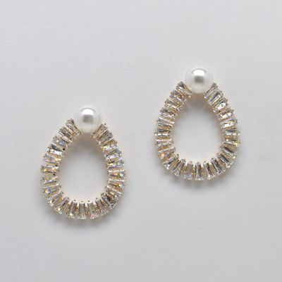 JM6984E40G PRL/S OPEN OVAL BAGUET PRL EAR