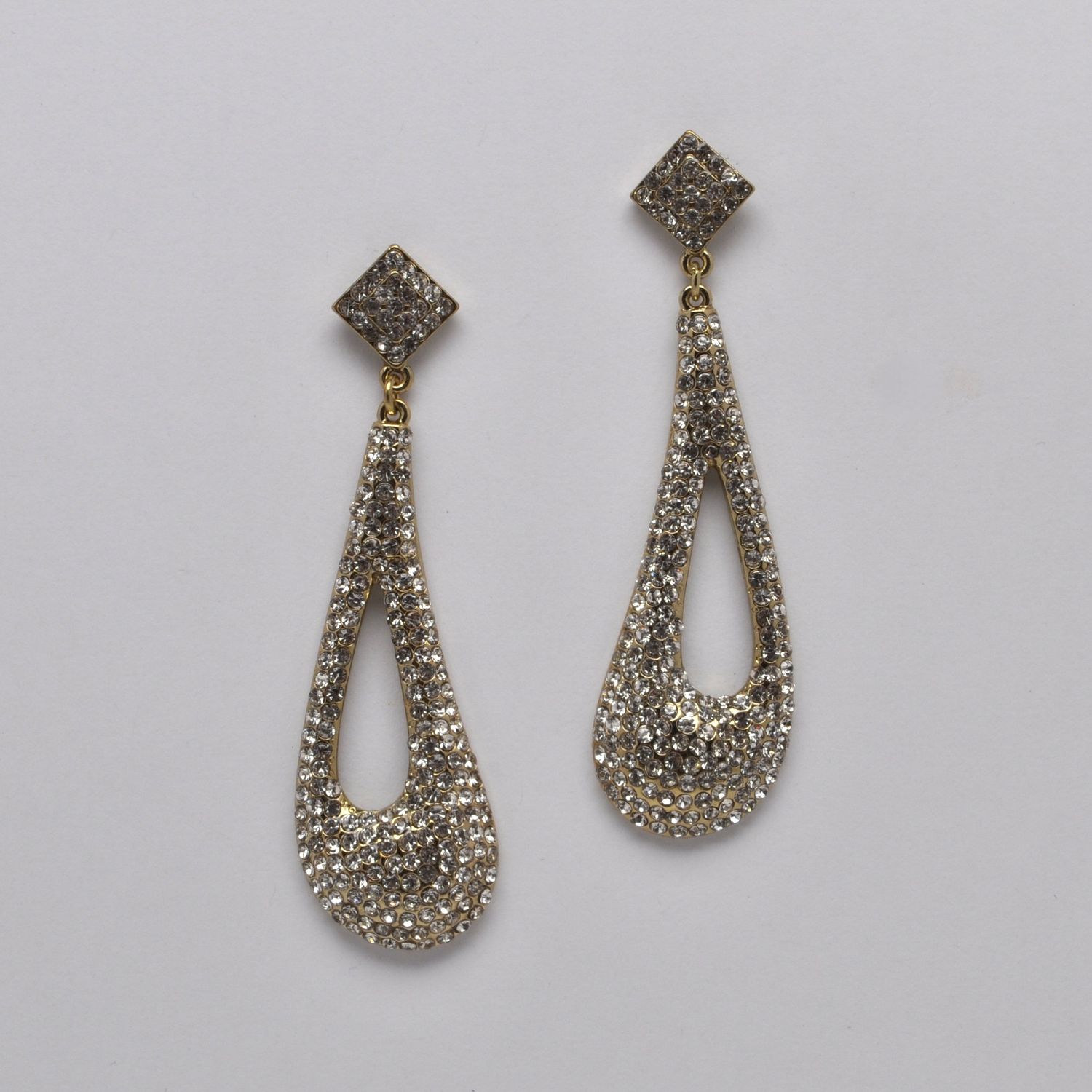 CJ424E1G CLR/G DMND TOP/OVAL BTTM EAR