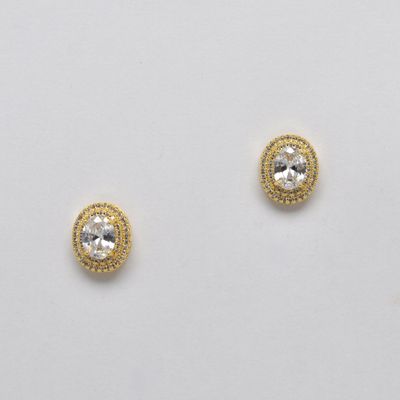 JL3645E1G CZ/G  OVAL STUD RND STNS EARR