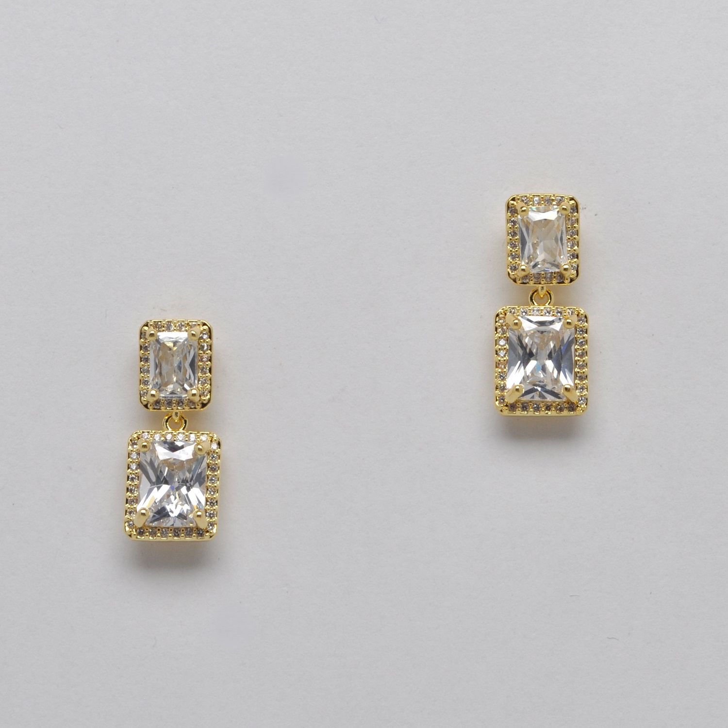 JL2447E1G CZ/G  CRY/G SQUR STUD DBLE DANGLEEARR