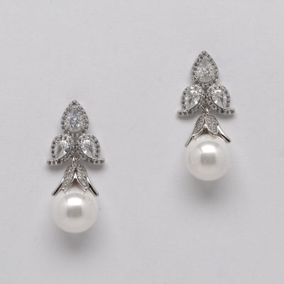 JL0432E39S1  CZ/PEARL/S  3 FLWR MARQUISE TOP W&#39; 12MM PEARL ER
