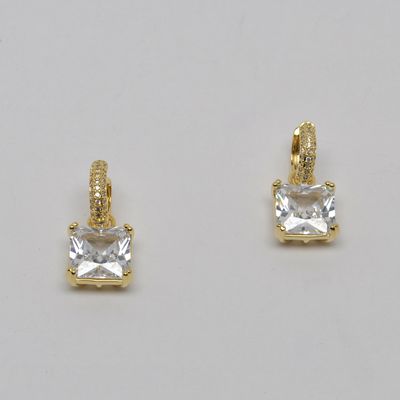 JL3755E1G CZ/G  CRY/GOLD SQUARE STN DROP DNGLE EARR