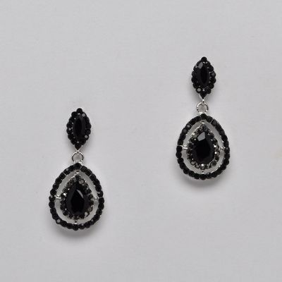 SI4852E2S  JET/BLK/S  DBL MARQUISE AND TRDRP DANGLE ER