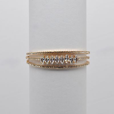 CC0071B1G CZ/G 3 ROW MARQUISE CNTR STONES COIL BRAC