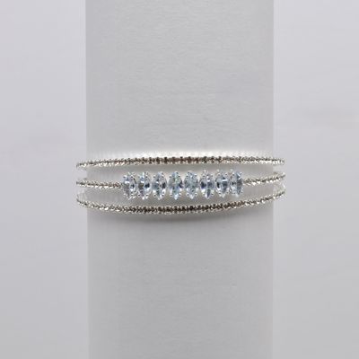 CC0071B1S CZ/S 3 ROW MARQUISE CNTR STONES COIL BRAC