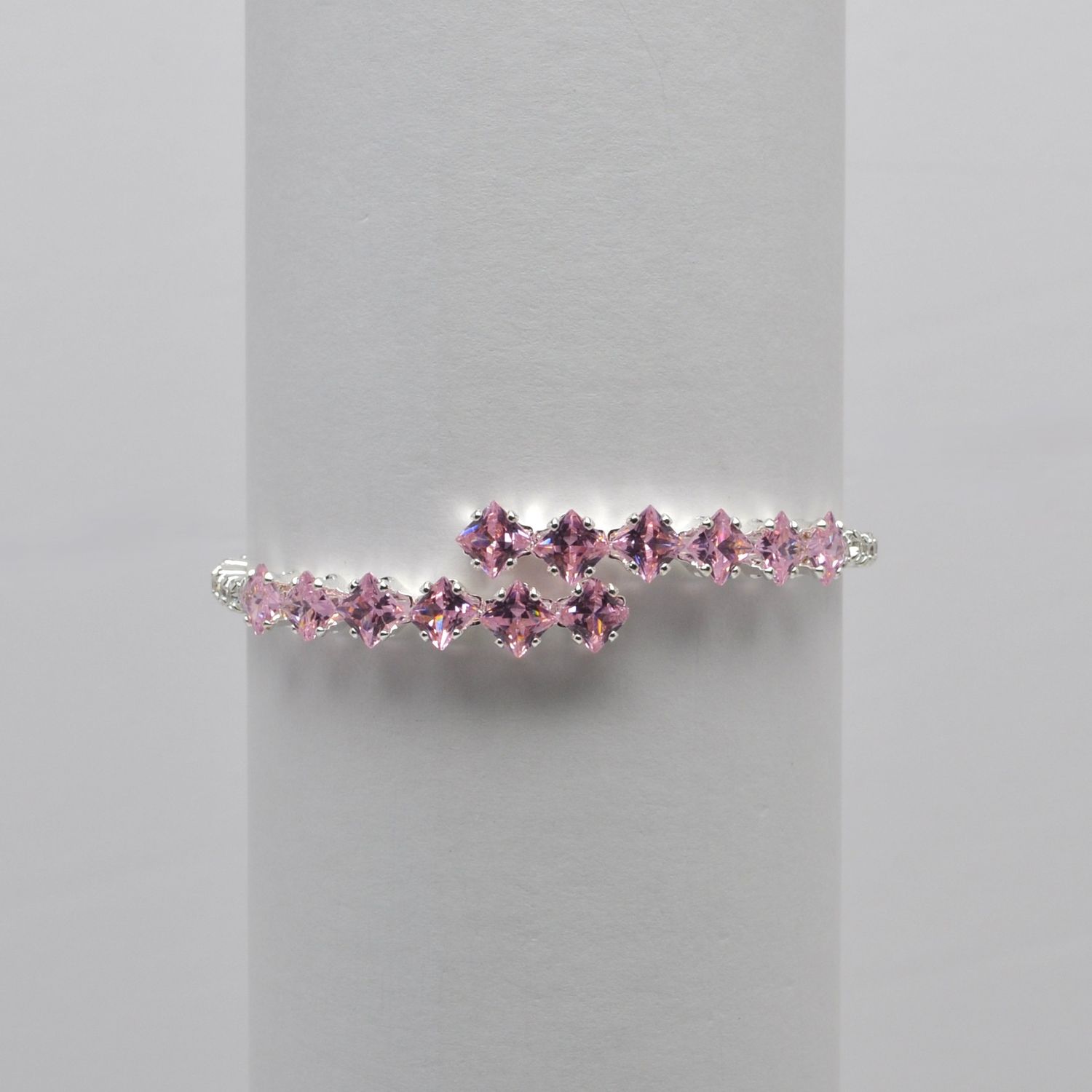 CC0070B33S1 CZ/LTROSE/S DBL DMND SHP STNS WRAP BRC