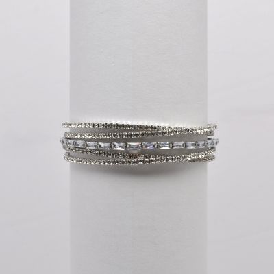 CC0072B1S CZ/S MULTI LINE BAGGUETTE &amp; CRYS COIL BRAC