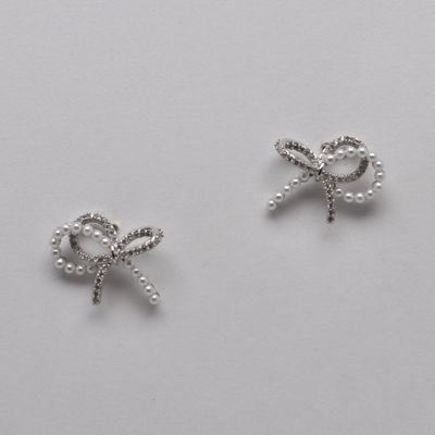 LB12714E39S1 PRL/CZ CRY/SIL  RBBN BOW EARR