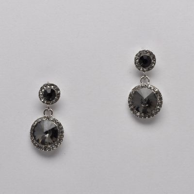 SI4850E7S1 BLK/DIAM TWO LNKD CIRC DRPS 1.5&quot; EARR