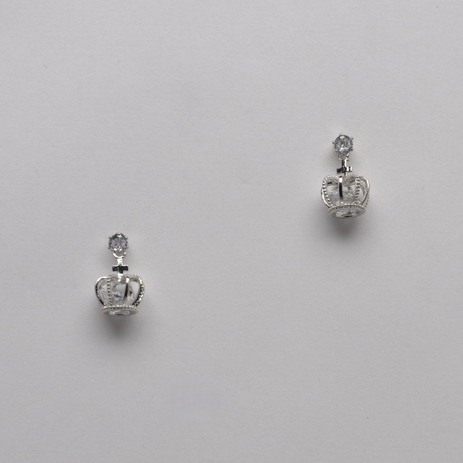 CJ1546E1S CZ/S CROWN DROP EARRING