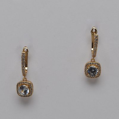 HJ4281E1G CZ/S HOOP W/SQUARE DNGL EAR