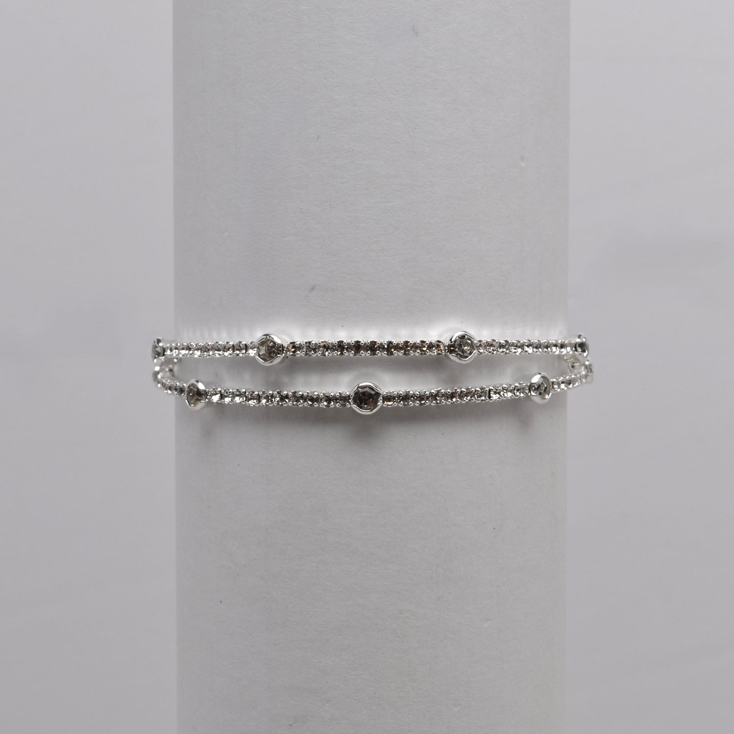 J82746B1S CRY/SIL TWO ROW WIRE BRACELET