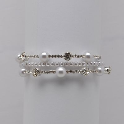 J84358B39S PRL/CRY/S 3 ROW WRAP BRAC