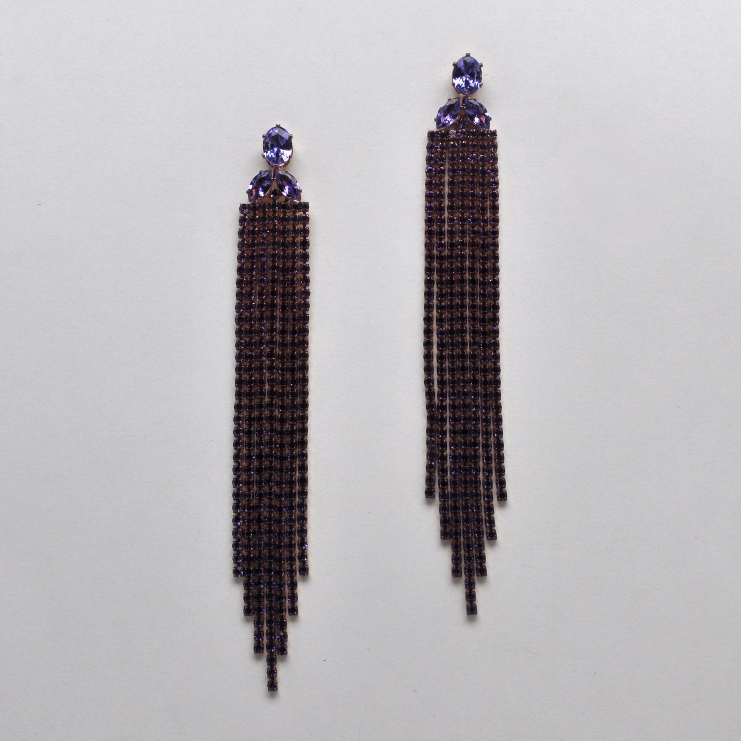 CC0076E19G LTAMY/G SML STNS 3 LINE TASSL W' CRYS TOP ER