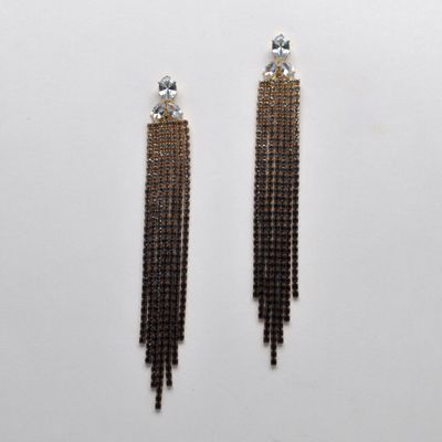 CC0076E2G7 JET/BLKDIA/G SML STNS 3 LINE TASSL W' CRYS TOP ER