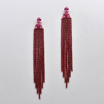 CC0076E69G ROSE/G SML STNS 3 LINE TASSL W' CRYS TOP ER