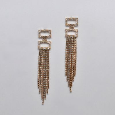 CC0079E1G CRY/G  DBL RECTNGLE TOP OMBRE TASSL EAR