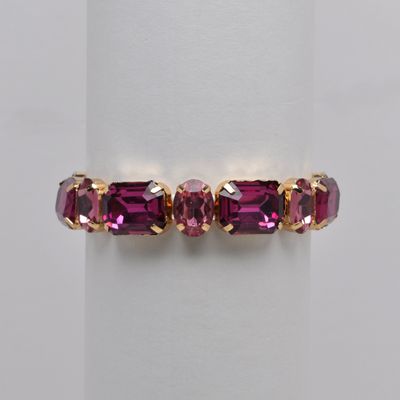 CC0083B69G ROSE/GLD OVAL RECT STN STRCH BRAC